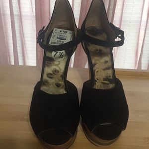 Black Mary Jane wedge